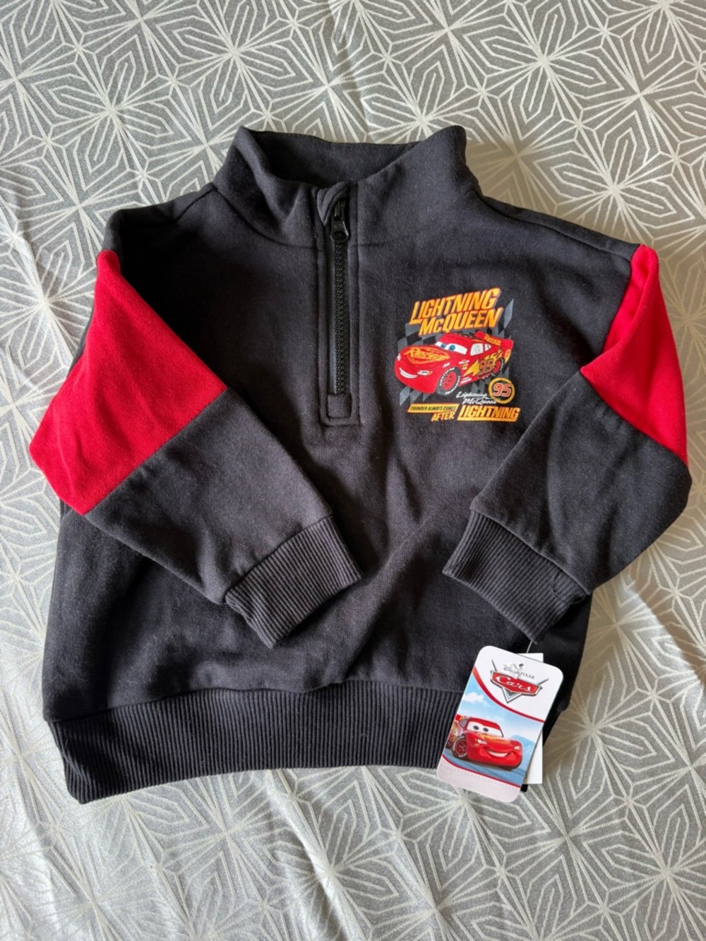 Disney Boys Black and Red Lightning McQueen Sweatshirt Hoodie